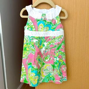 Lilly Pulitzer little girls dress in floral print with white trim